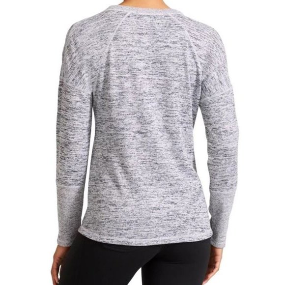 Athleta Blissful Sharkbite Sweatshirt Grey Heather Zippers High-Low Edgy Sweater - Picture 3 of 9